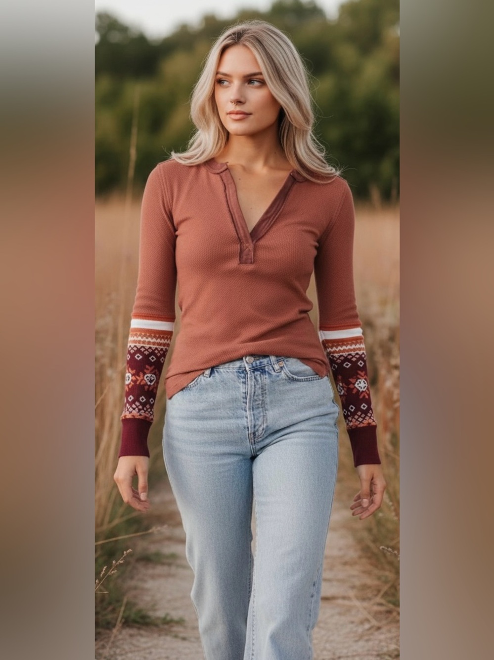 NWT Free People Mikah Layering Cuff Top In Autumn Combo